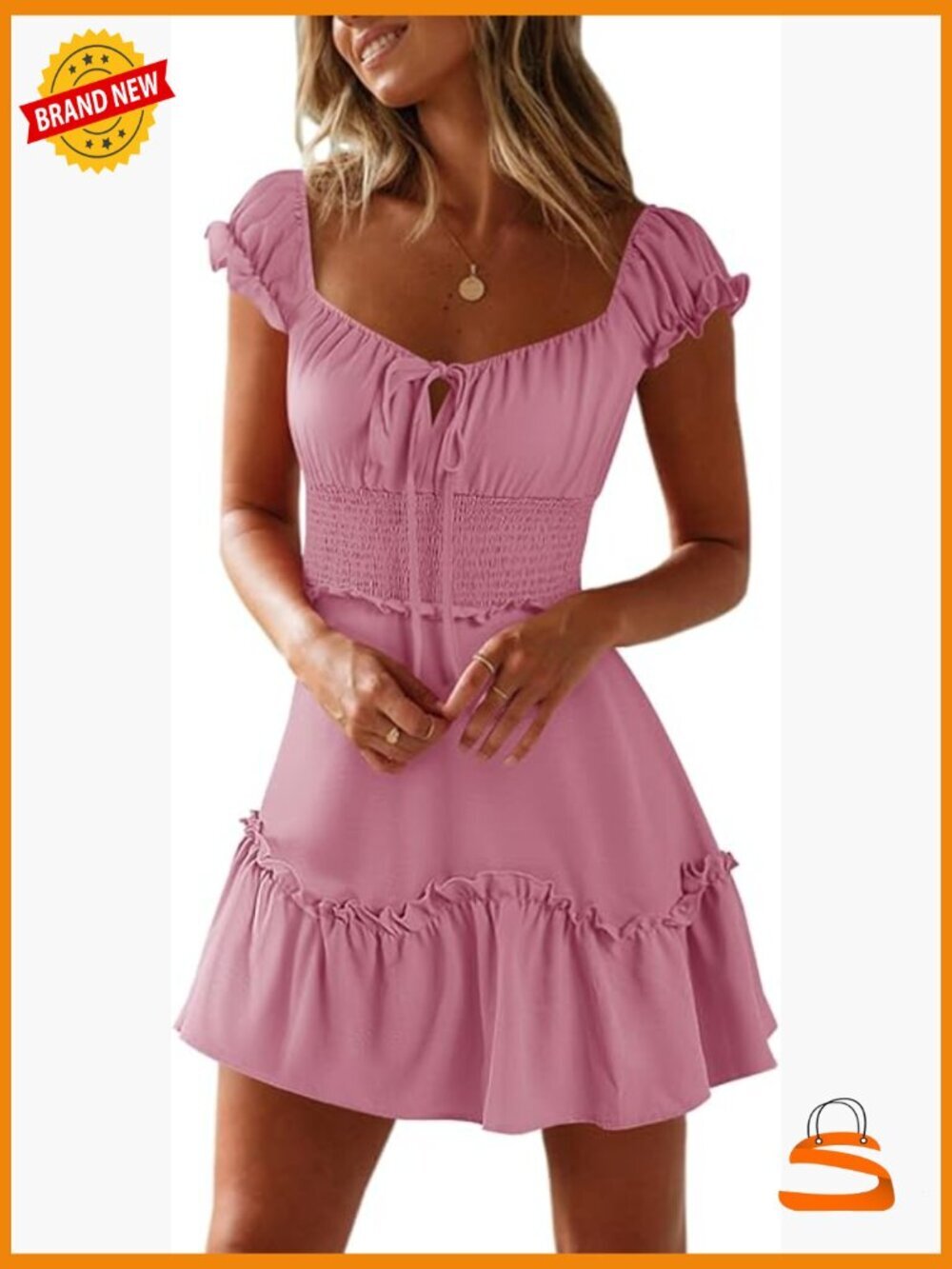 Sweetheart Neck Ruffle Sleeve Mini Dress - Floral A-Line